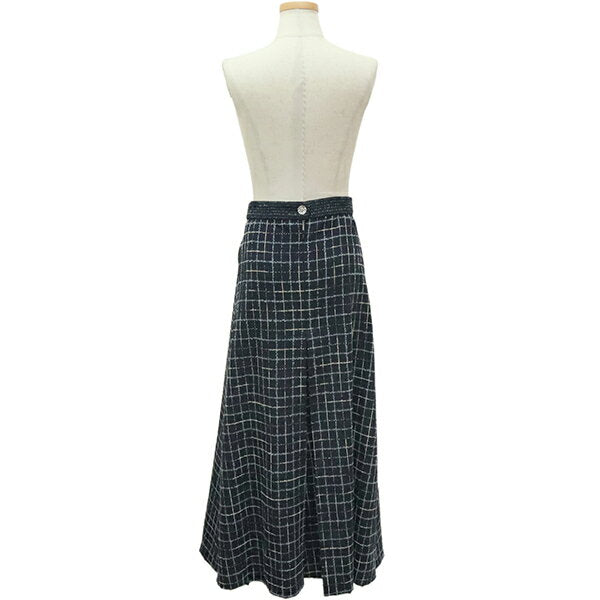 Chanel skirt size 36 tweed wool polyester navy CHANEL Chanel long skirt for women bottoms apparel clothing for women brand like new condition used