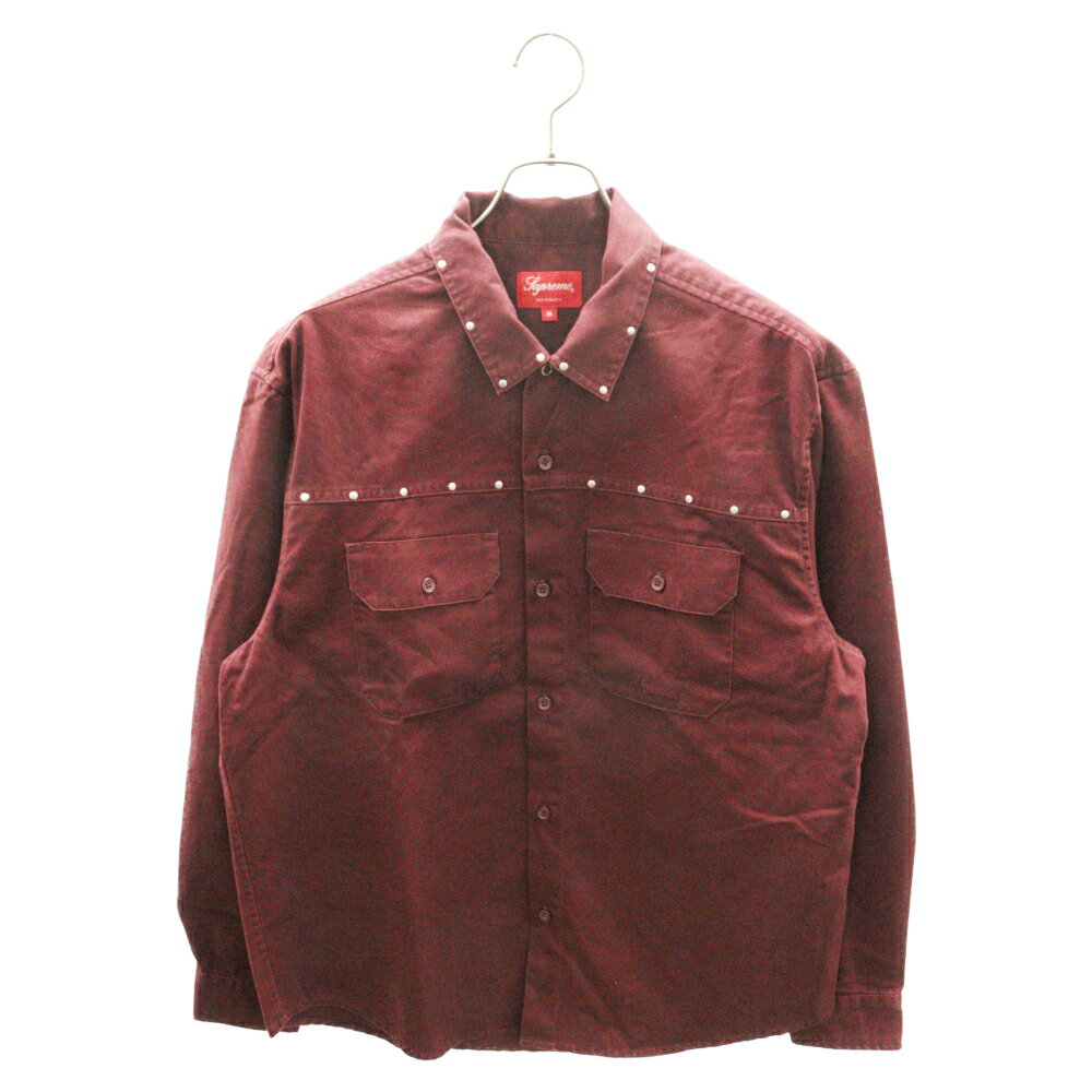 Camisa de trabajo con tachuelas SUPREME Talla: M 22AW Camisa de trabajo con tachuelas de manga larga burdeos [Usada] [Condición A] [Color rojo] [Tienda BRING THRIFT CLOSET Tienda Makuhari]