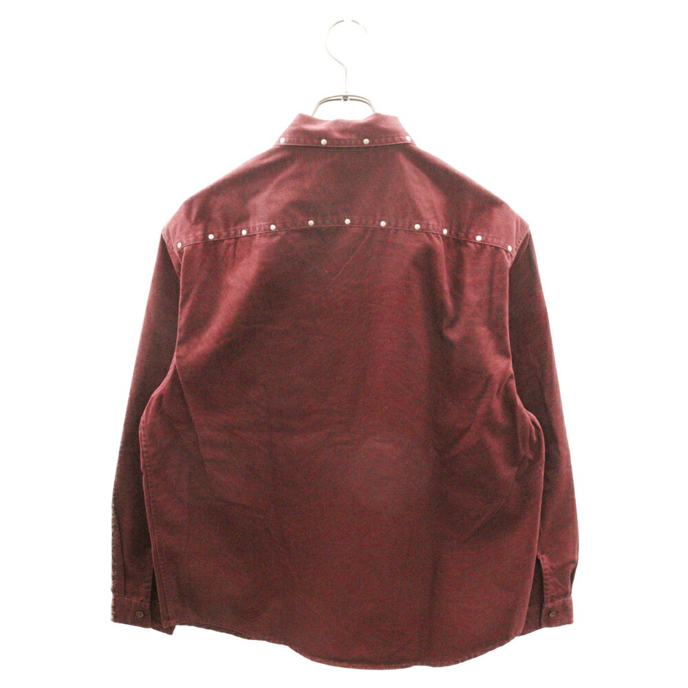 Camisa de trabajo con tachuelas SUPREME Talla: M 22AW Camisa de trabajo con tachuelas de manga larga burdeos [Usada] [Condición A] [Color rojo] [Tienda BRING THRIFT CLOSET Tienda Makuhari]