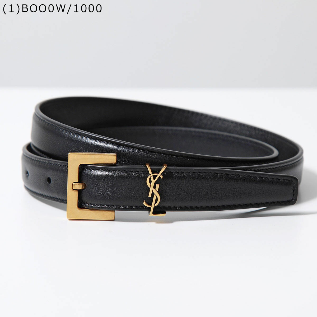 CINTURÓN SAINT LAURENT YSL 2.0 Estrecho 554465 612616 BOO0W BOO0E BRM0E DTI0W CINTURÓN DE CUERO PARA MUJER CON HEBILLA CUADRADA CON LOGO DE METAL YSL DE CASTAÑA, 5 COLORES [dc_kikaku]