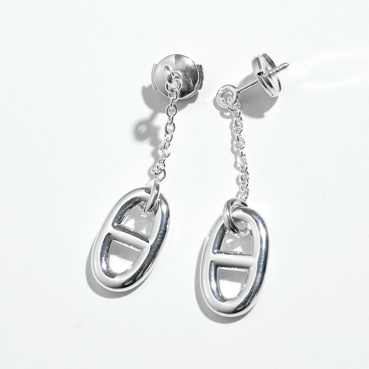 HERMES Pendientes Hermes farandole MM Farandole H108618B Cadena de mujer con botón Chaine d'Ankle logo grabado plata925