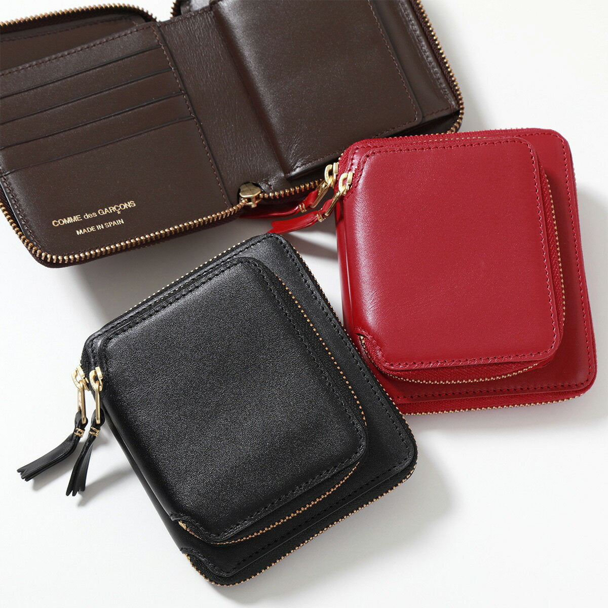 COMME des GARCONS COMME des Garcons Bifold Wallet OUTSIDE POCKET SA2100OP Men's Round Zipper Leather Mini Wallet with Coin Purse 3 Colors [dc_kikaku]