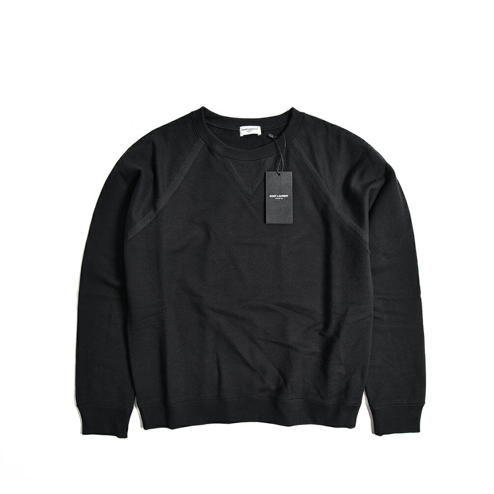 [Super SALE] SAINT LAURENT Raglan sweatshirt sweatshirt, long sleeves, raglan sleeves, autumn and winter, spring, men's, 100% cotton, black, France, Paris, brand MADE IN FRANCE