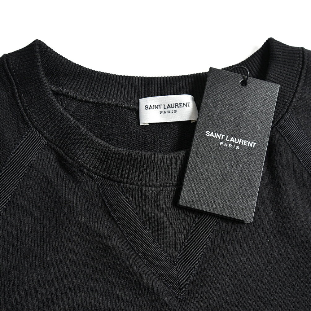 [Super SALE] SAINT LAURENT Raglan sweatshirt sweatshirt, long sleeves, raglan sleeves, autumn and winter, spring, men's, 100% cotton, black, France, Paris, brand MADE IN FRANCE