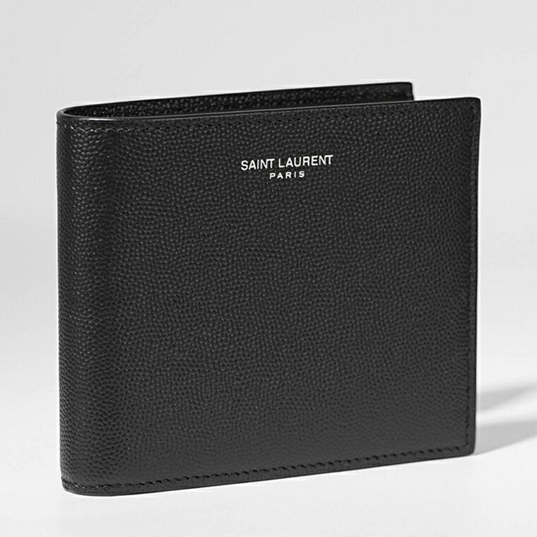 [Limited to 3/18! Payment with points can also be increased] SAINT LAURENT Men's Bi-fold Wallet 396303 BTY0N Black 1000 Wallet Folding Wallet Accessories Gift Birthday Party Bar