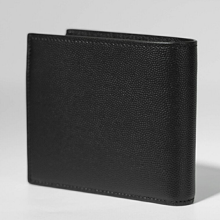 [Limited to 3/18! Payment with points can also be increased] SAINT LAURENT Men's Bi-fold Wallet 396303 BTY0N Black 1000 Wallet Folding Wallet Accessories Gift Birthday Party Bar