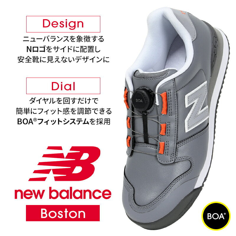 New Balance Safety Shoes BOA newbalance BOSTON Men's Safety Sneakers Dial Type JSAA Standard Type A Work Shoes 24.5cm-30cm