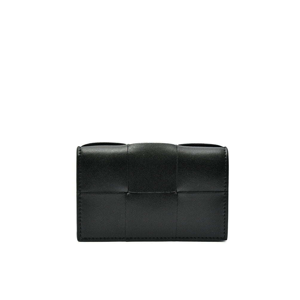 BOTTEGA VENETA Business Card Holder Card Case Snap Button Opening Maxi Intrecciato Men's Calf Leather Black Italian Brand MADE IN ITALY