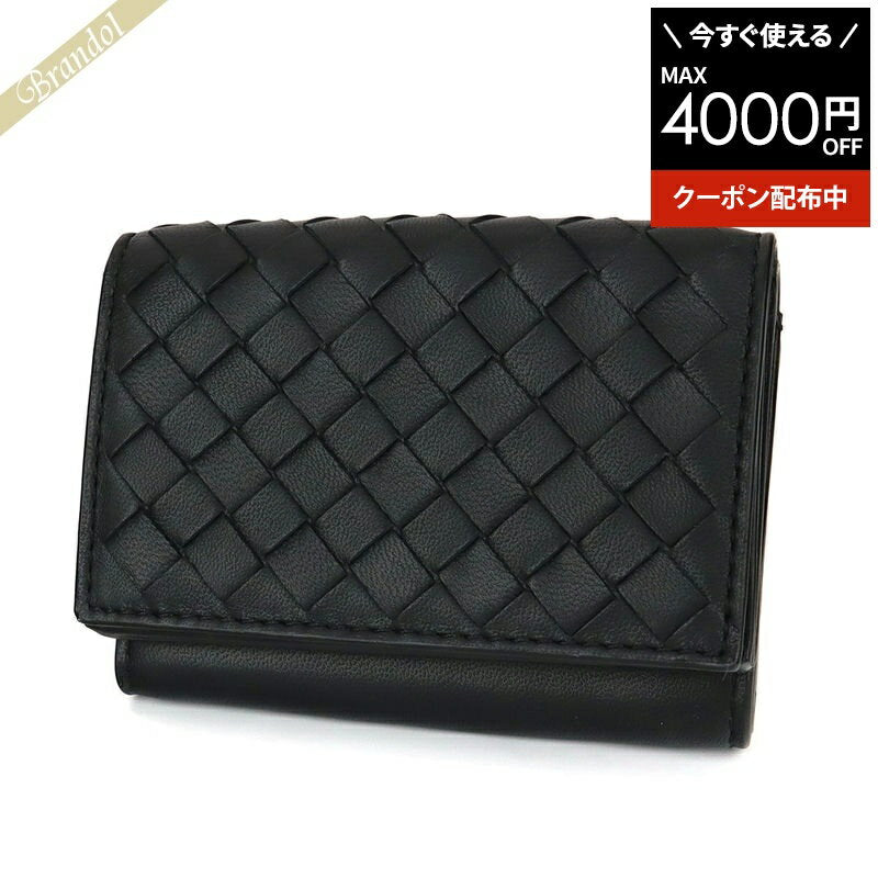 {Coupon for 2000 yen off_Until 2:00pm on the 28th} BOTTEGA VENETA Wallet Men's and Women's Tri-fold Wallet Intrecciato Leather Knitted Bicolor Black x Gray 515385 VO0B2 8885 | Convenience store pickup �