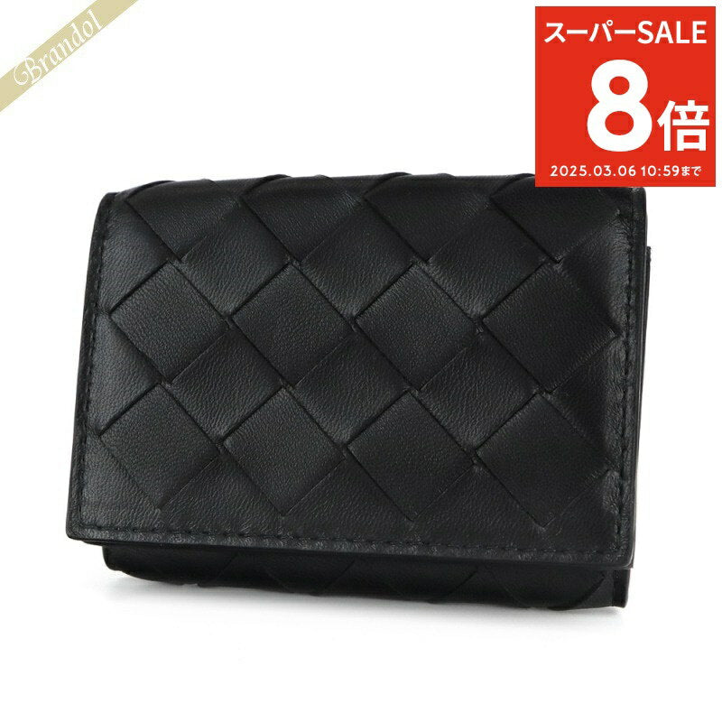 [Producto elegible para 8x puntos _Hasta las 10:59 del día 6] BOTTEGA VENETA Cartera Monedero Hombre y Mujer Trifold Intrecciato Negro 609285 VCPP2 8803 | Marca