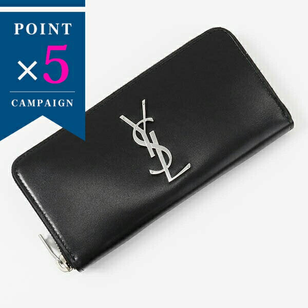 {5x points_Until 23:59 on the 16th} Saint Laurent Paris Round Zipper Long Wallet SAINT LAURENT YSL Logo Leather Black 617415 0SX0E 1000 Men's and Women's | Brand