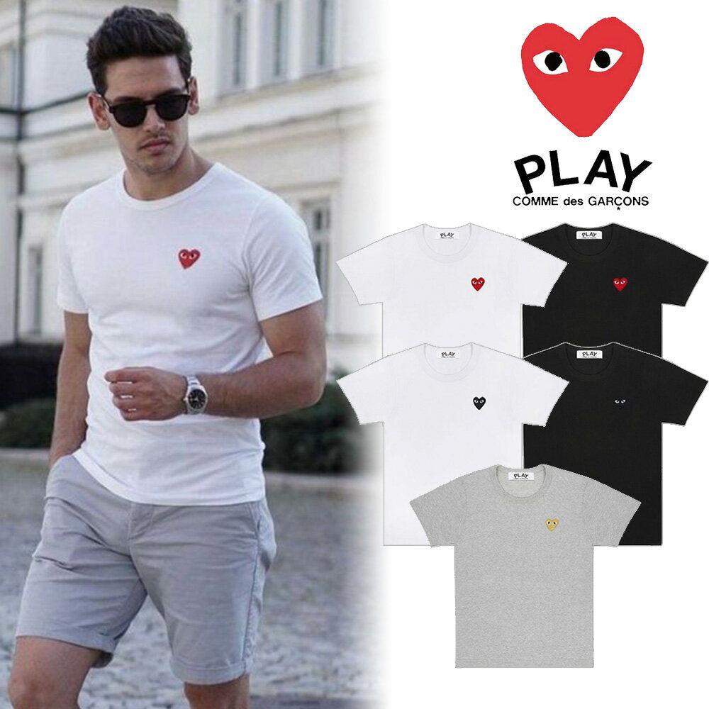 Comme des Garcons T-shirt Short Sleeve Men's COMME des GARCONS Men's Heart Logo Cut and Sew Play Genuine [Clothing] Yu 00582