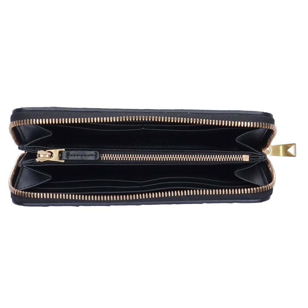 [10x puntos por 24 horas al día] BOTTEGA VENETA Cartera Larga Intrecciato 608053 VCPP2 Negro (8425 BLACK-GOLD)