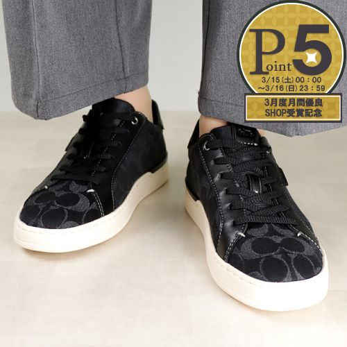 [5x points limited to 48 hours on the 15th] COACH Women's Shoes Sneakers Low Line Denim Low Top Sneakers CE880 BK/BK