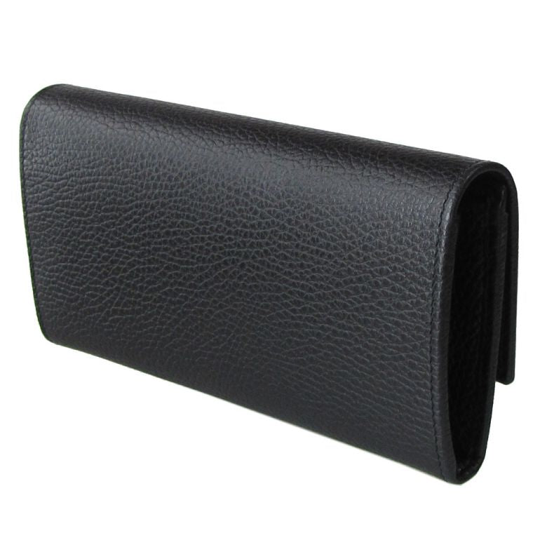 Gucci Long Wallet Women's Petit Marmont Double G Leather Black 456116 CAO0G 1000 Foil-stamped name can be charged [Special wrapping 660 yen (sold separately)]