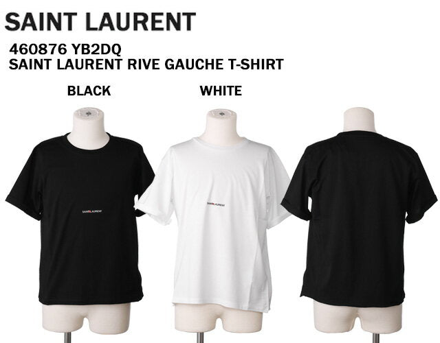 [Super Descuento de OFERTA] [Cupón de 5% de DESCUENTO] Saint Laurent Paris / SAINT LAURENT PARIS Camiseta de manga corta con cuello redondo y logotipo / Boyfriend (negro / blanco) 460876 YB2DQ 1000・9000 / NOIR・BLANC