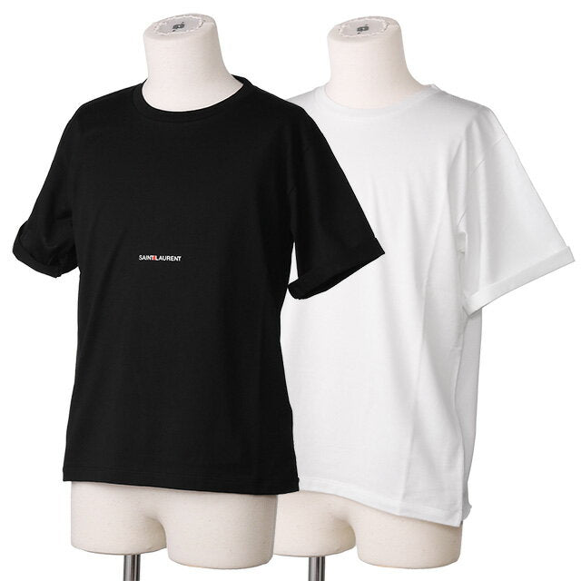 [Super Descuento de OFERTA] [Cupón de 5% de DESCUENTO] Saint Laurent Paris / SAINT LAURENT PARIS Camiseta de manga corta con cuello redondo y logotipo / Boyfriend (negro / blanco) 460876 YB2DQ 1000・9000 / NOIR・BLANC