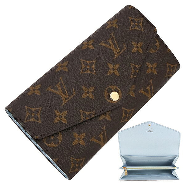 [Unused item] Louis Vuitton long wallet Portefeuille Sara Monogram Leather Blue Orulamp Louis Vuitton bi-fold long wallet LOUIS VUITTON Louis Vuitton wallet for women men bi-fold wallet