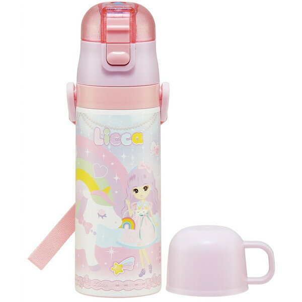 Skater SKDC4 Licca-chan 23 Children's Stainless Steel 2WAY Water Bottle Direct Drinking 470ml, Cup Drinking 430ml, Lightweight Type Easy to Hold