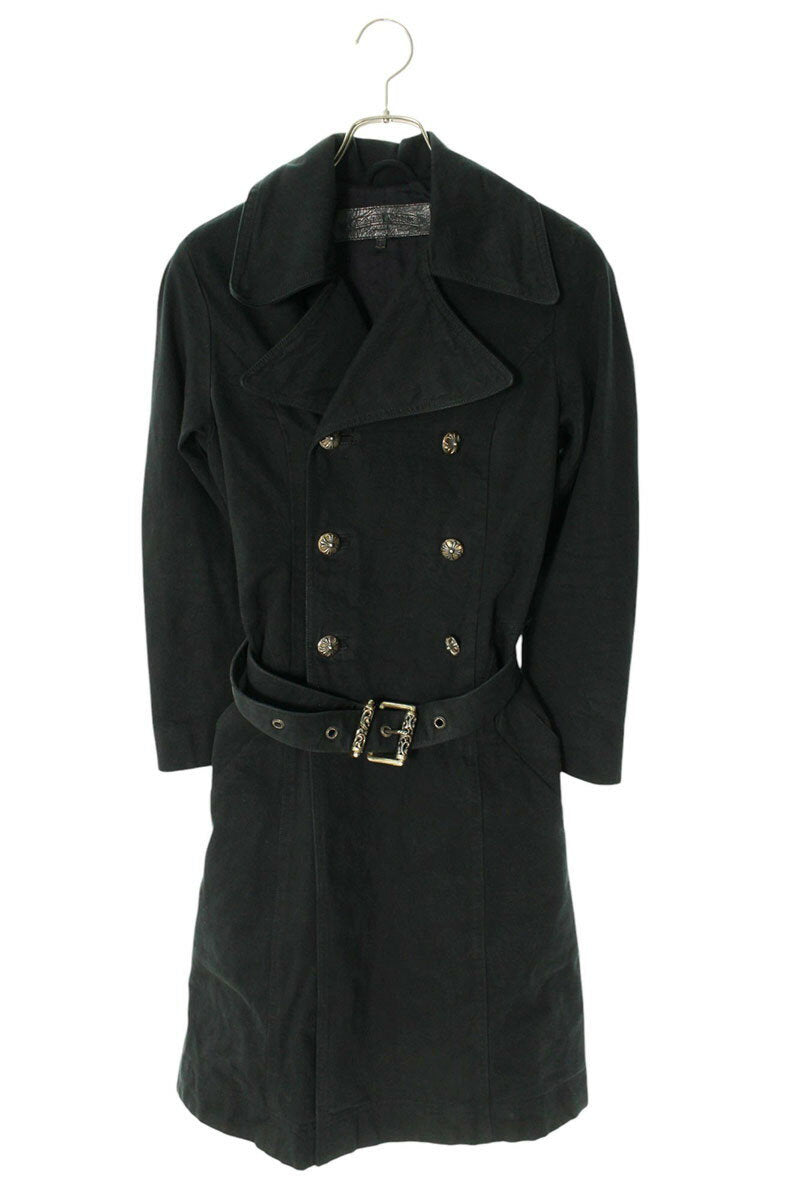 Chrome Hearts Size: S Trench Denim Coat with Cross Ball Button Belt (Black x Silver) [622142] [SJ02] [Women's] [Used] bb17#rinkan*B