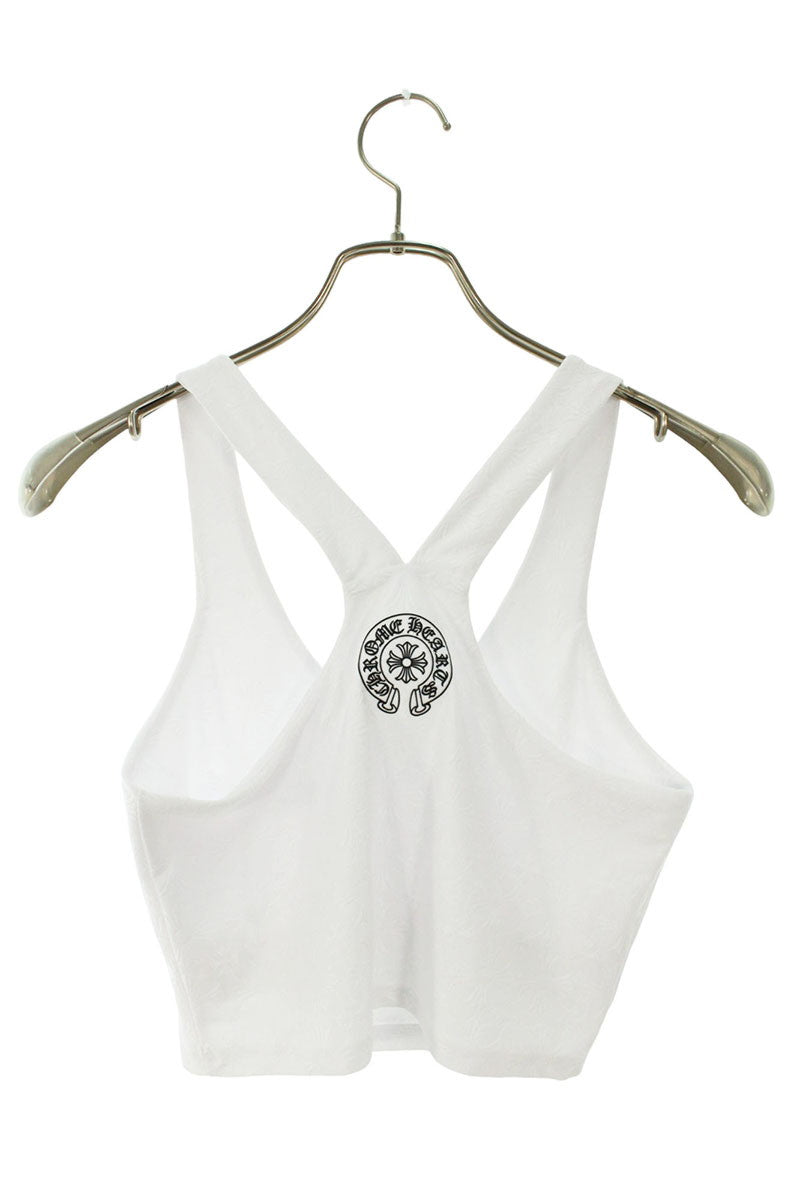 Chrome Hearts Size: S All-over pattern CH Plus Backhorse Shoe Print Rib Tank Top (White) [727042] [SJ02] [Women's] [Used] bb415#rinkan*S