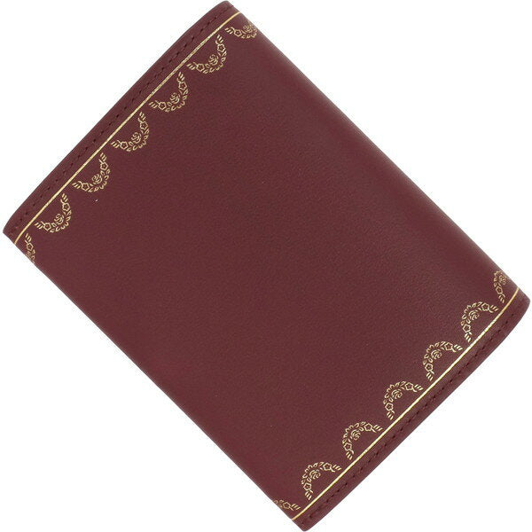 [New] Cartier Mini Wallet Mini Multi Wallet Garland De Cartier Wallet Calf Leather Bordeaux Cartier Cartier Coin Case Women's Simple Genuine Leather Two-fold Wallet