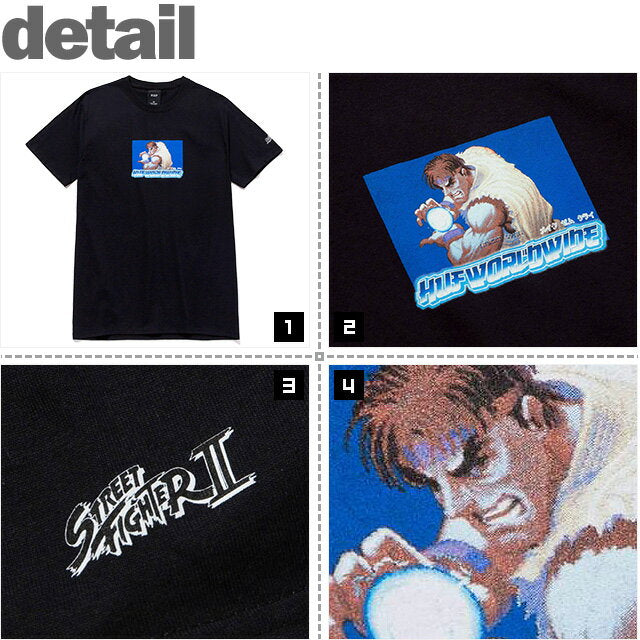 (Huf) HUF X STREET FIGHTER RYU SS TEE (SS:TEE)(TS01556-BK) T-shirt, short sleeve, cut and sew, Street Fighter, Capcom, domestic genuine product