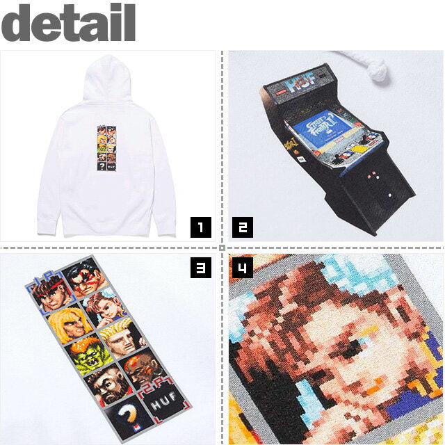 (Huff) HUF X STREET FIGHTER ARCADE PULLOVER HOODIE (HOODED)(PF00410-WH) Sweatshirt Hoodie Pullover Street Fighter Capcom CAPCOM Domestic Genuine Product