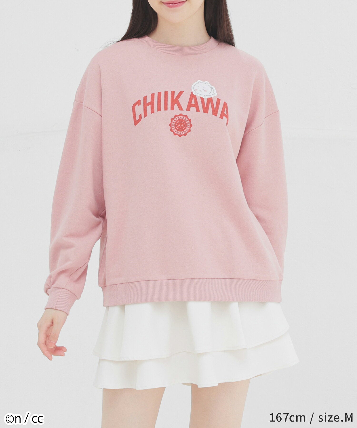 [10% OFF only on days ending in 5! [Until 3/16 23:59] Tops, sweatshirt, sweatshirt, Chiikawa, long sleeves, fleece, cotton blend, print, white women's Honeys, Honeys, Chiikawa/loose sweatshirt