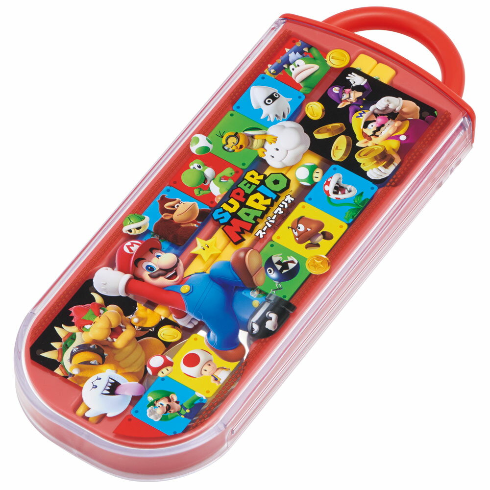 [12th to 30th P15x]# Spoon Fork Set Children Case Made in Japan Cutlery Set Plastic Skater TACC2AG Super Mario Mario MARIO Boys Boys [Trio Set Dishwasher Safe