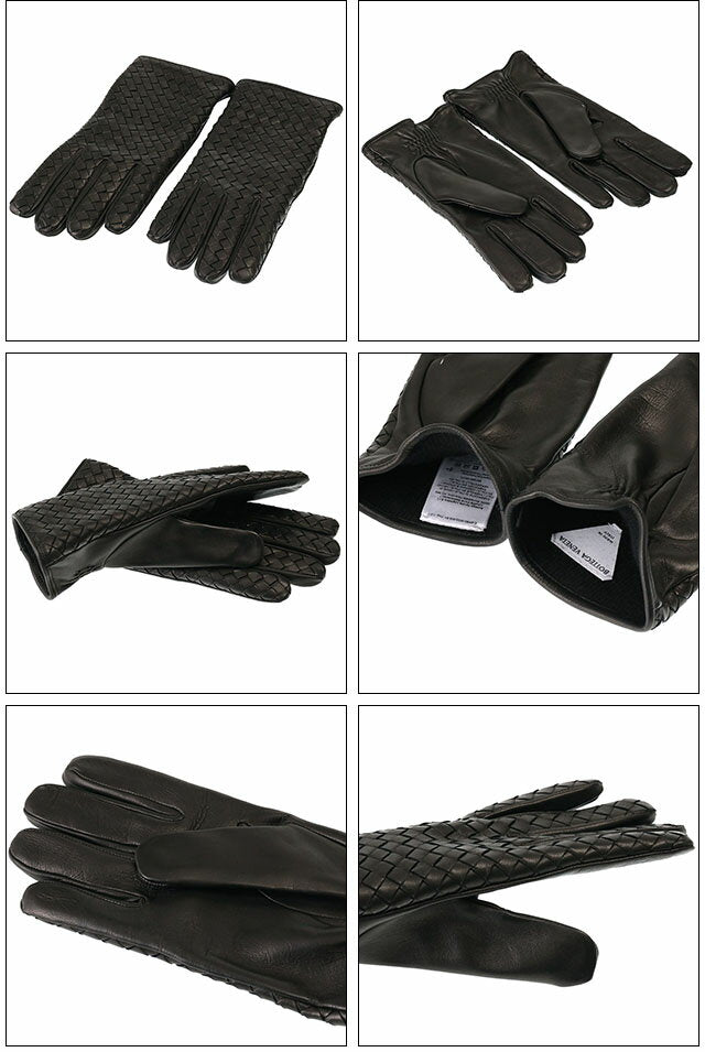 [Última liquidación] [Cupón de 5 % de descuento] BOTTEGA VENETA "Intrecciato Leather Gloves" Guantes de piel de cordero x cachemira (negro) 687260 V0171 1000/BLACK