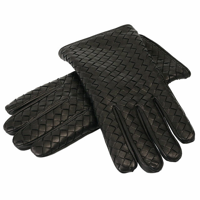 [Última liquidación] [Cupón de 5 % de descuento] BOTTEGA VENETA "Intrecciato Leather Gloves" Guantes de piel de cordero x cachemira (negro) 687260 V0171 1000/BLACK