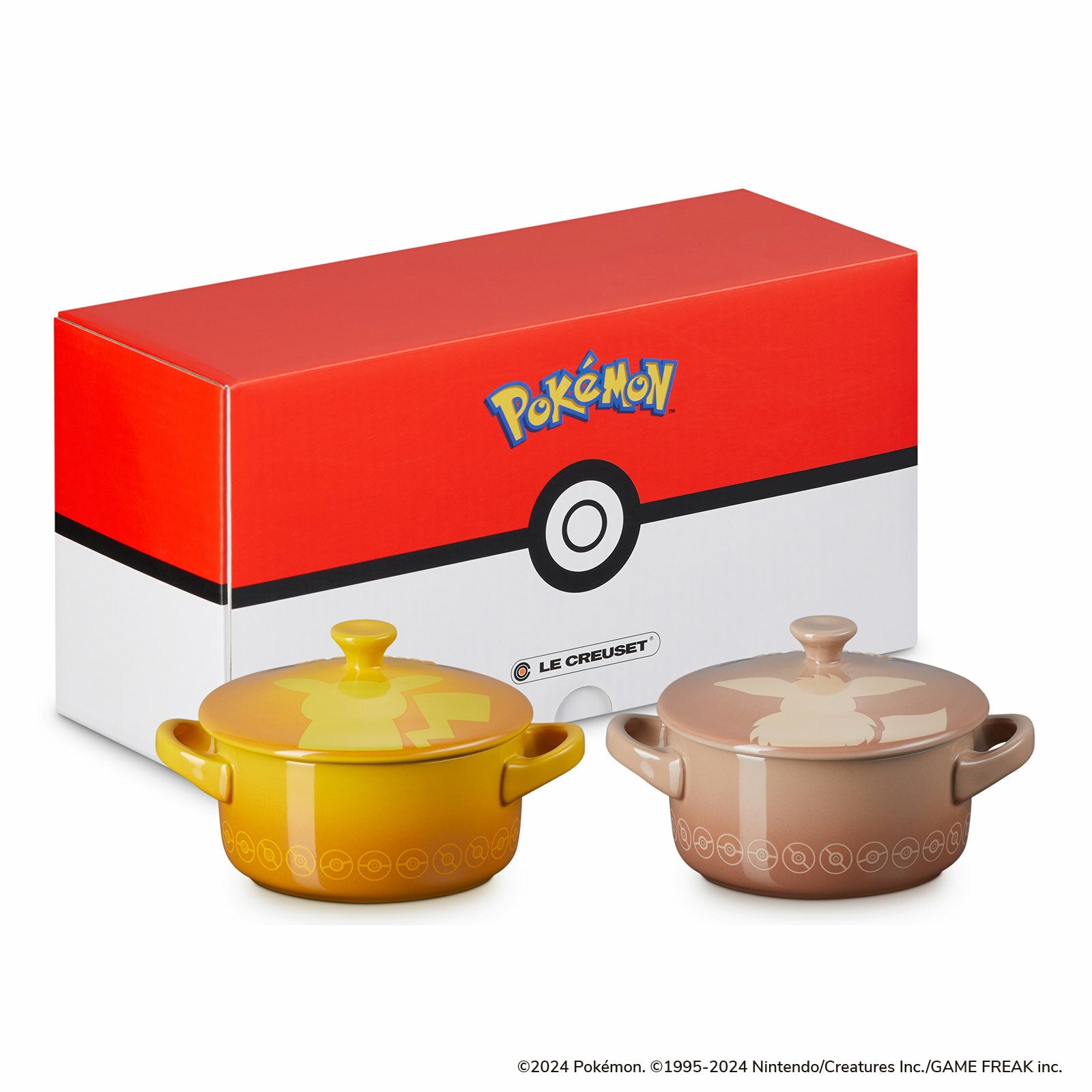 Le Creuset Official | Pokemon Mini Cocotte (2 pieces) Pikachu/Eevee Tableware Cocotte Plate with Lid Heat Resistant Oven Compatible Stylish Cute Present Gift Wedding Gift POKEMON New Year