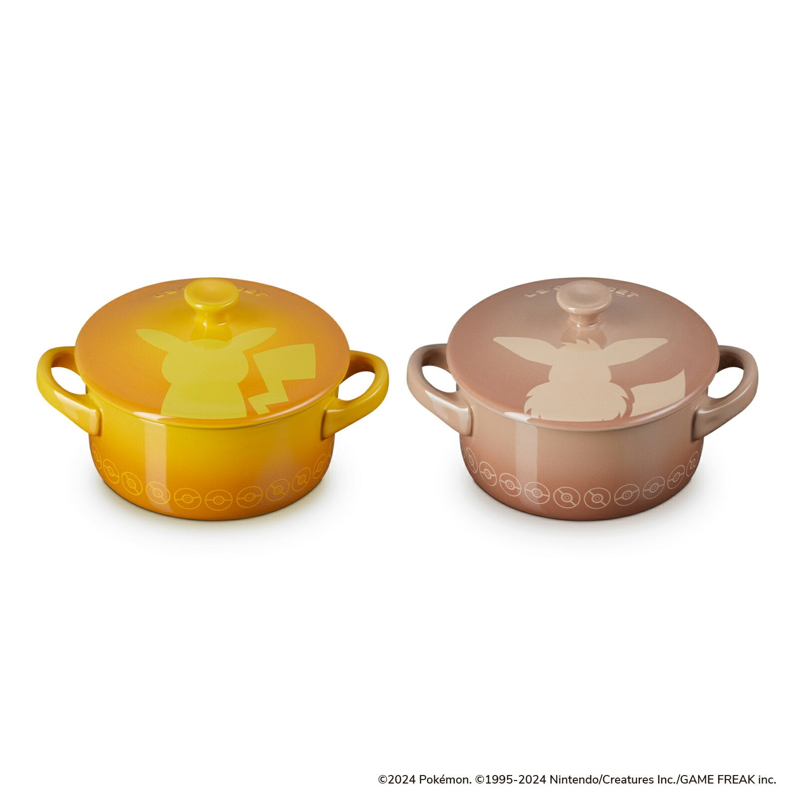 Le Creuset Official | Pokemon Mini Cocotte (2 pieces) Pikachu/Eevee Tableware Cocotte Plate with Lid Heat Resistant Oven Compatible Stylish Cute Present Gift Wedding Gift POKEMON New Year