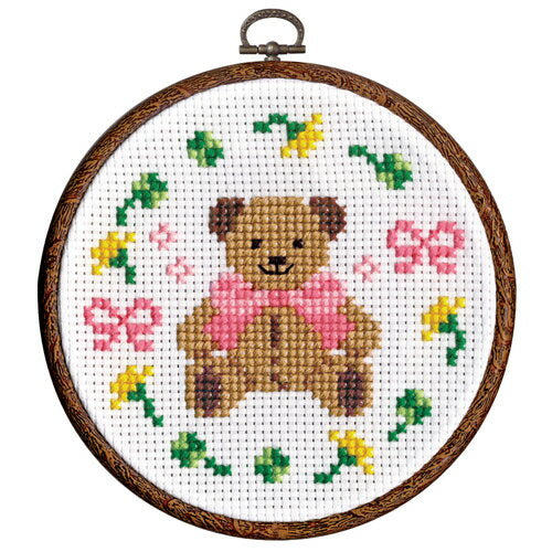 Embroidery Embroidery Kit Olimpath Stylish Hoop Exciting Stitch Teddy Bear [Mail-order available] | Embroidery Kit Shishu Handicraft Kit Handmade Kit Beginner Easy Cross Stitch Cross Stitch