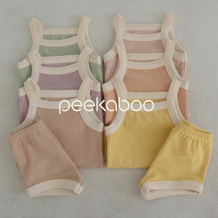 [5x points on the day ending in 0] [Backordered item/Scheduled to arrive in 3-4 weeks] Peekaboo Muji Muji / top and bottom set / Korean children's clothes, moms, babies, matching baby gifts, gifts, presents �