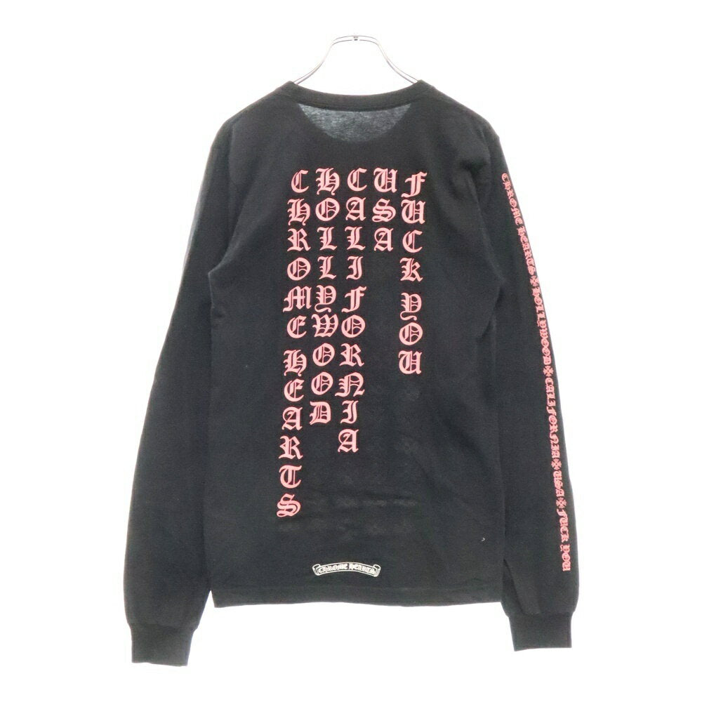 CHROME HEARTS Size: S Neon Pink Print L/S Tee Neon Pink Back Print Long Sleeve T-shirt Black/Pink [Used] [Condition B] [Color Black] [One Style Shinjuku Store]