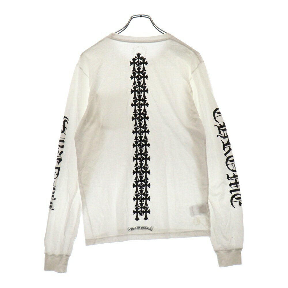 CHROME HEARTS Size: M Cemetery Cross Tire Track L/S T-Shirt Cemetery Cross Track Print Long Sleeve T-Shirt Long T-Shirt White [Used] [Condition B] [Color White] [One Style Shinjuku Store]