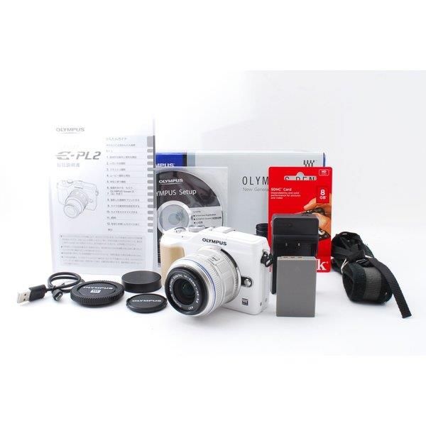 [Usado] Kit de lentes Olympus OLYMPUS E-PL2 blanco, en excelentes condiciones, tarjeta SD incluida