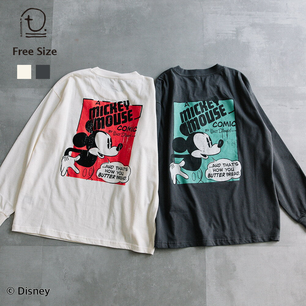 [t.] Disney Fall Print Adult Long Sleeve T-Shirt Disney Mickey Women's Men's Unisex Dad Mom Tops Cut and Sew Cotton 100