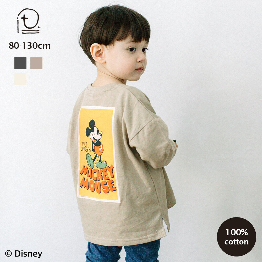 [t.] Camiseta de manga larga con estampado delantero y trasero de Disney Mickey Ropa para bebés y niños Tops Camiseta larga Niño Niña 80cm 90cm 100cm 110cm 120cm 130cm 100cm Algodón