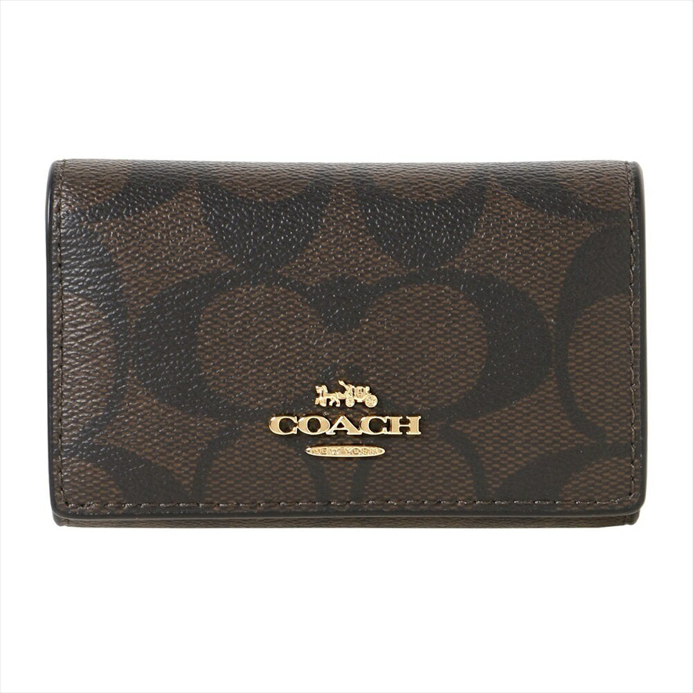 Coach Outlet Women's Key Case 77998 COACH OUTLET Gift Present [Dark Brown Black Khaki Saddle] [Free Shipping] [Next-day delivery]