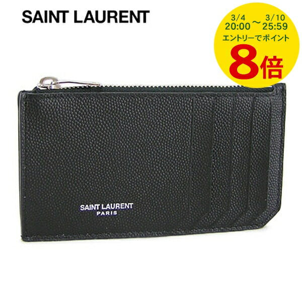 [Until March 10th! 8x points] Saint Laurent Men's Fragment Case 609362 BTY0N NERO 1000 Black Card Case Coin Case Accessories Gift Birthday Party Valentine's Day Chestnut