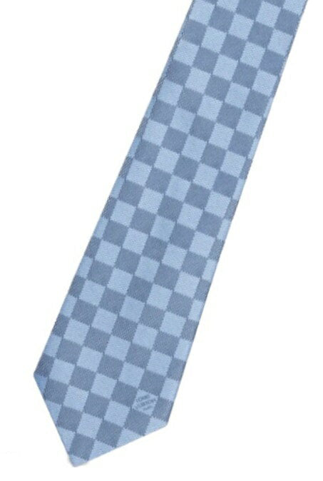 LOUIS VUITTON M78754 Louis Vuitton Clavatt Damier Classic Blue Claire Silk (100%) Tie 148 x 8cm LOUIS VUITTON Genuine Box & Ribbon Shop Bag/Message Card Instruction Manual