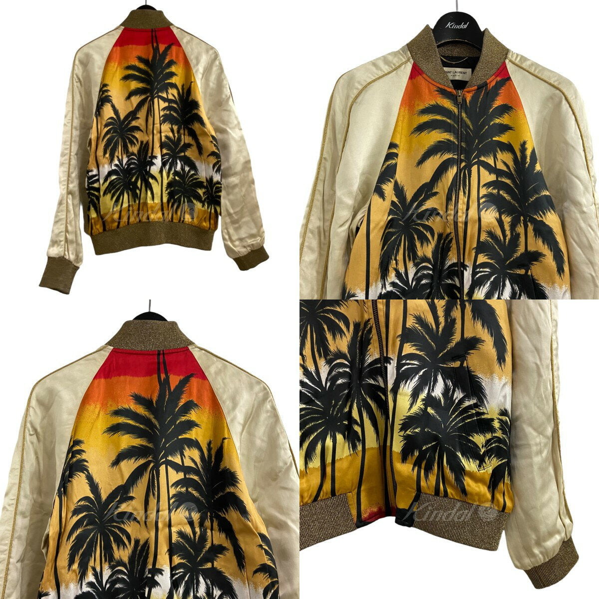 [Used] SAINT LAURENT PARIS Palm Tree Pattern Sukajan Ivory Size: 36 [Price Review]