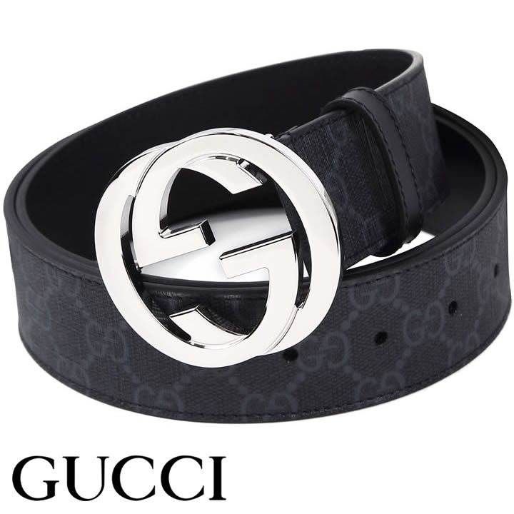 [Coupons available] Gucci belt GUCCI G buckle GG Supreme canvas men's belt black x gray 411924-KGDHX-8449 [Order] [White Day Birthday Celebration Present Gift]