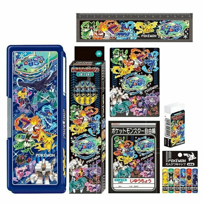 New release! New school gift set, 7-piece set, Pokemon 950729M08 Showa notebook, stationery set, pencil case, pencil, eraser, underlay, ruler, Pokemon stationery, celebration, present, new school term, elementary school student, first grader