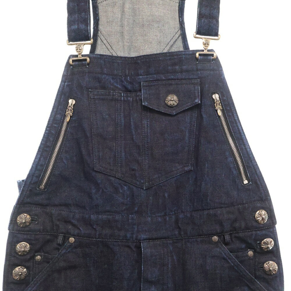 CHROME HEARTS Size: M OVERALL Cross Ball Button Denim Overalls All-in-One Indigo [Used] [Condition B] [Color Blue] [Store Harajuku]