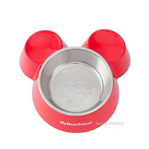 Pet tableware, bowl, bait holder, plate, Mickey, red, Tokyo Disney Resort, souvenir [DISNEY]