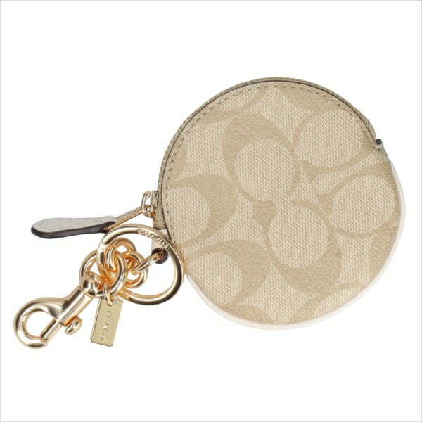 [Special] [Coach] Coin Purse Coin Case COACH Signature Circular Coin Pouch Bag Charm 89987 IMDDM IM/Light Khaki